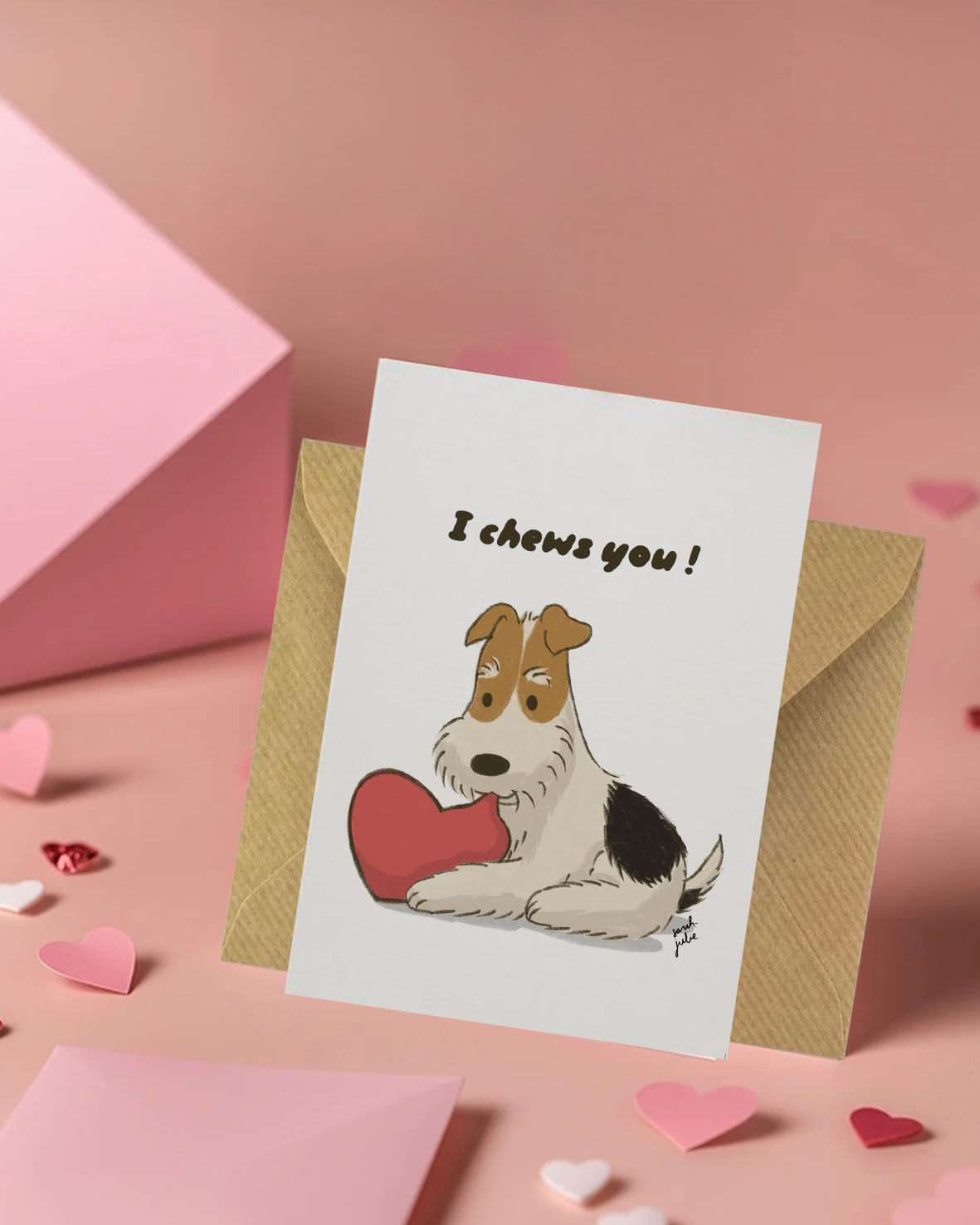 Love bite fox, lakeland, welsh/airedale terrier & schnauzer greeting card