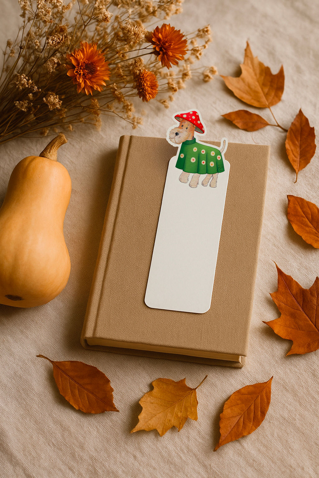 Mushroom hat fox terrier bookmark