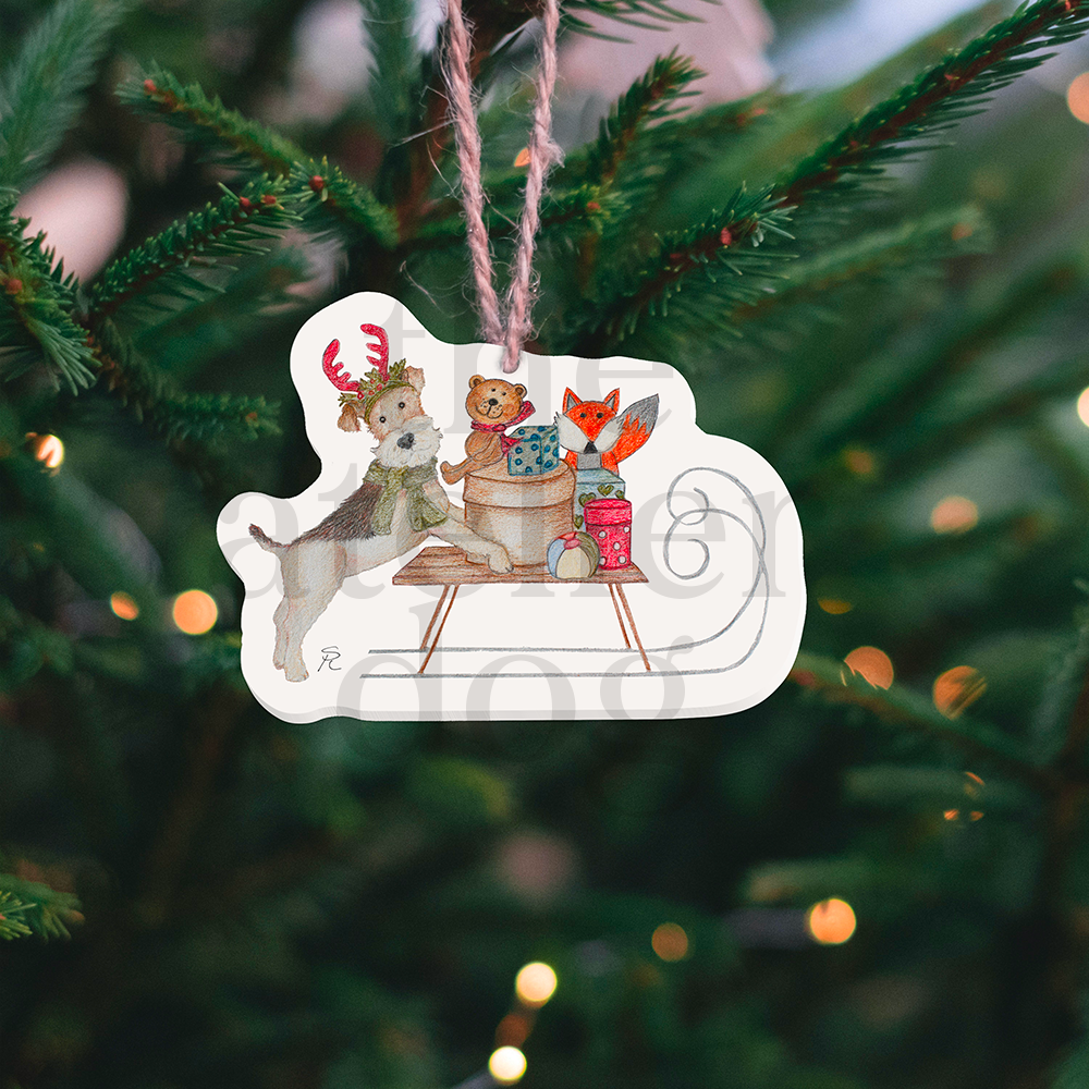Fox Terrier Dog Christmas Tree Ornament