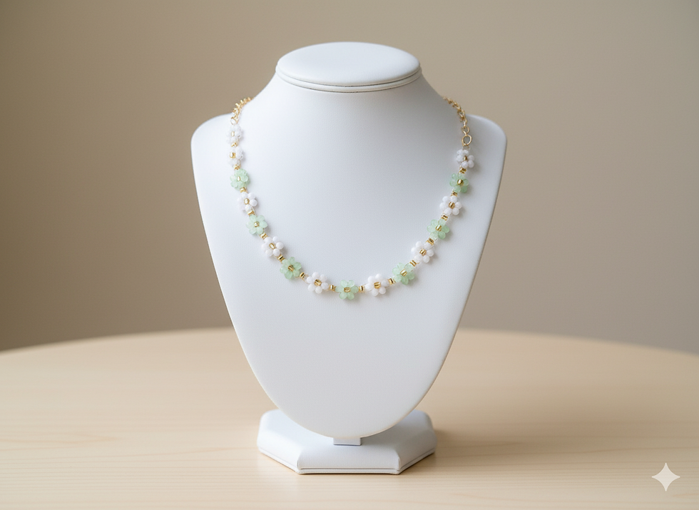Delicate floral beaded pearl necklace