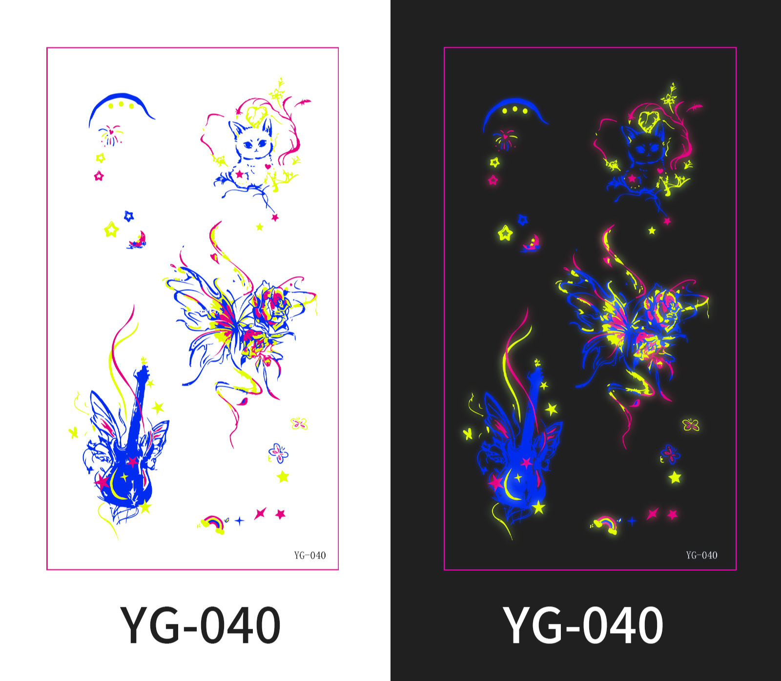 COLORFUL , CATS, HEARTS, RAINBOW GLOW IN THE DARK YG-040