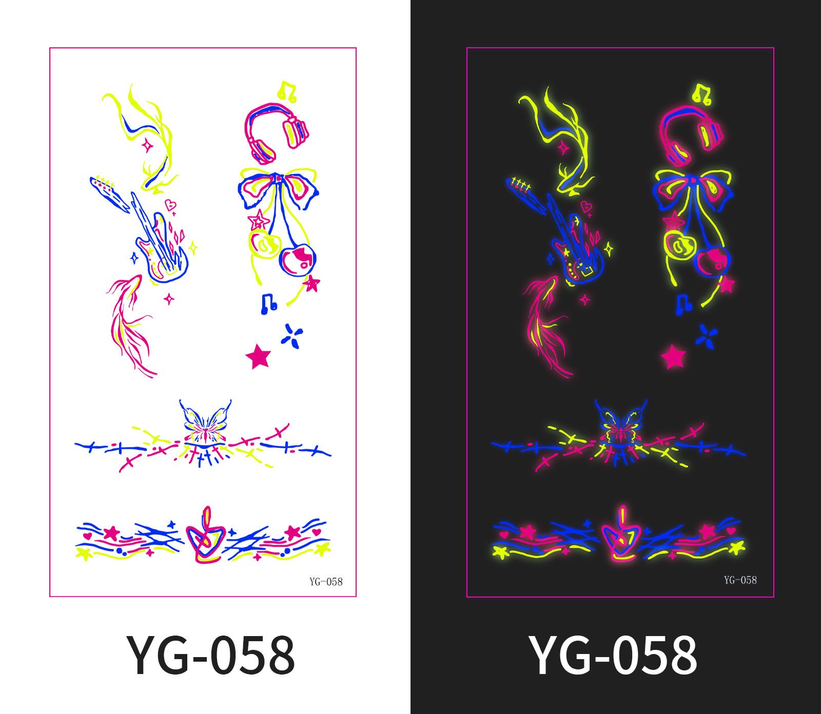 COLORFUL , CATS, HEARTS, RAINBOW GLOW IN THE DARK YG-058