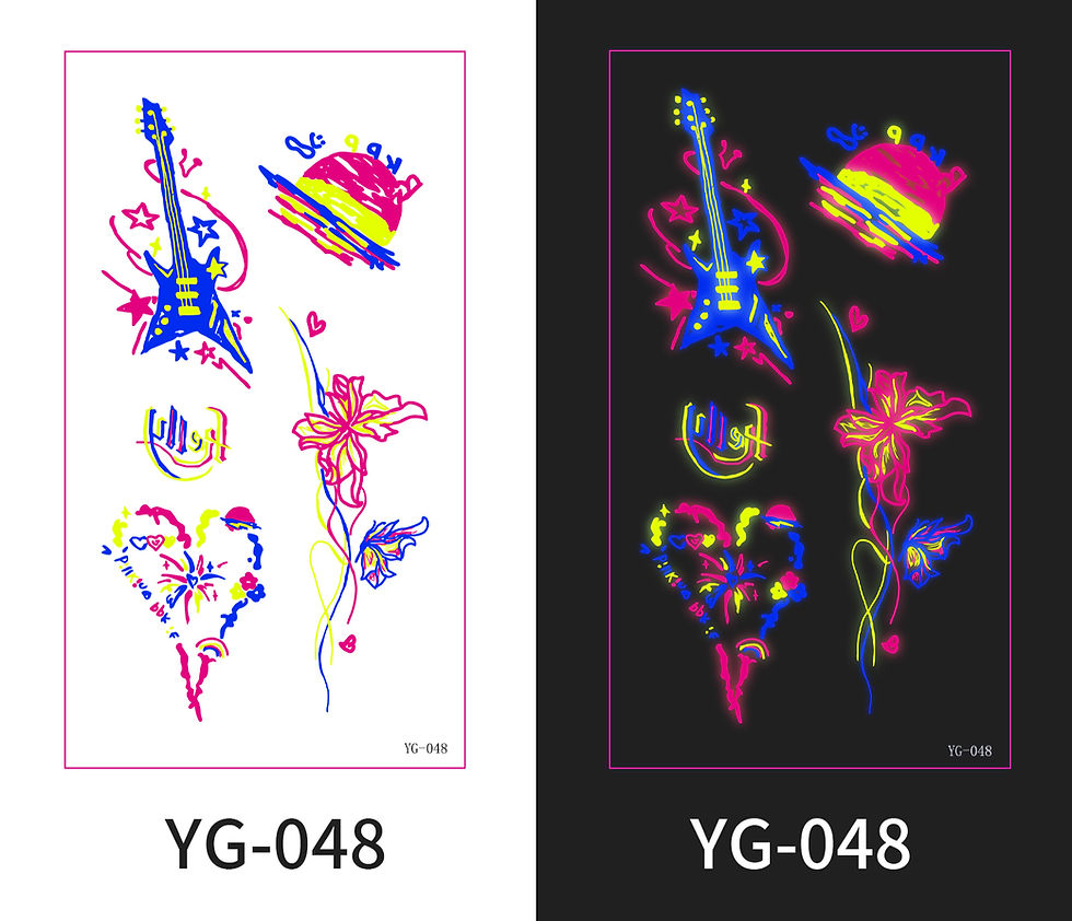 COLORFUL DESIGNS, CATS, HEARTS, RAINBOW GLOW IN THE DARK