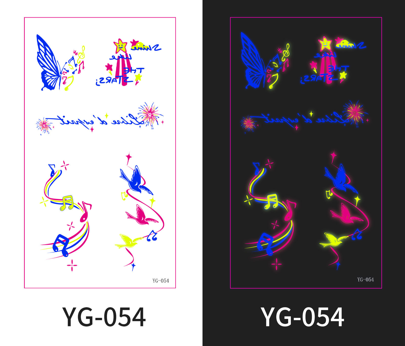 COLORFUL , CATS, HEARTS, RAINBOW GLOW IN THE DARK YG-054