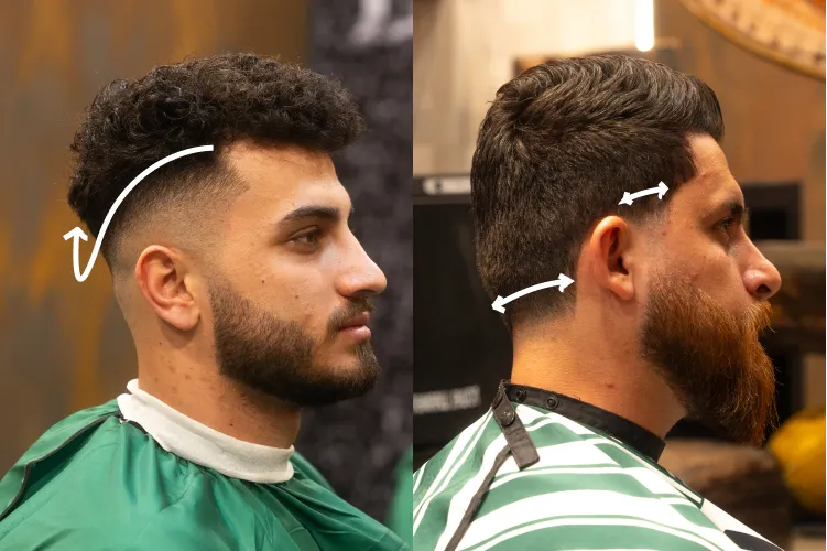 So sánh 2 kiểu: Fade (trái) và Tapered Fade (phải)