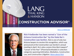 Rick Friedlander Named a "Lion of the Arizona Construction Bar"