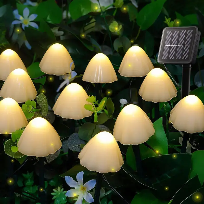 Set Of 10/20Pcs 8 Modes Mushroom Solar Lights Solar Pathway Lights