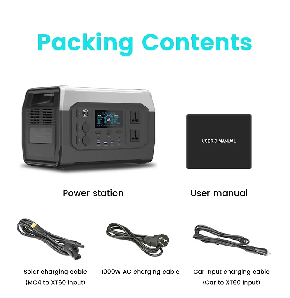 Thumbnail: CTOLITY 1800W Camping Portable Power Station Outdoor 1024Wh Lifepo4 AC Outlet