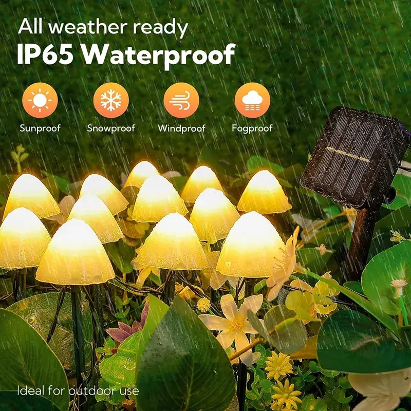Thumbnail: Set Of 10/20Pcs 8 Modes Mushroom Solar Lights Solar Pathway Lights