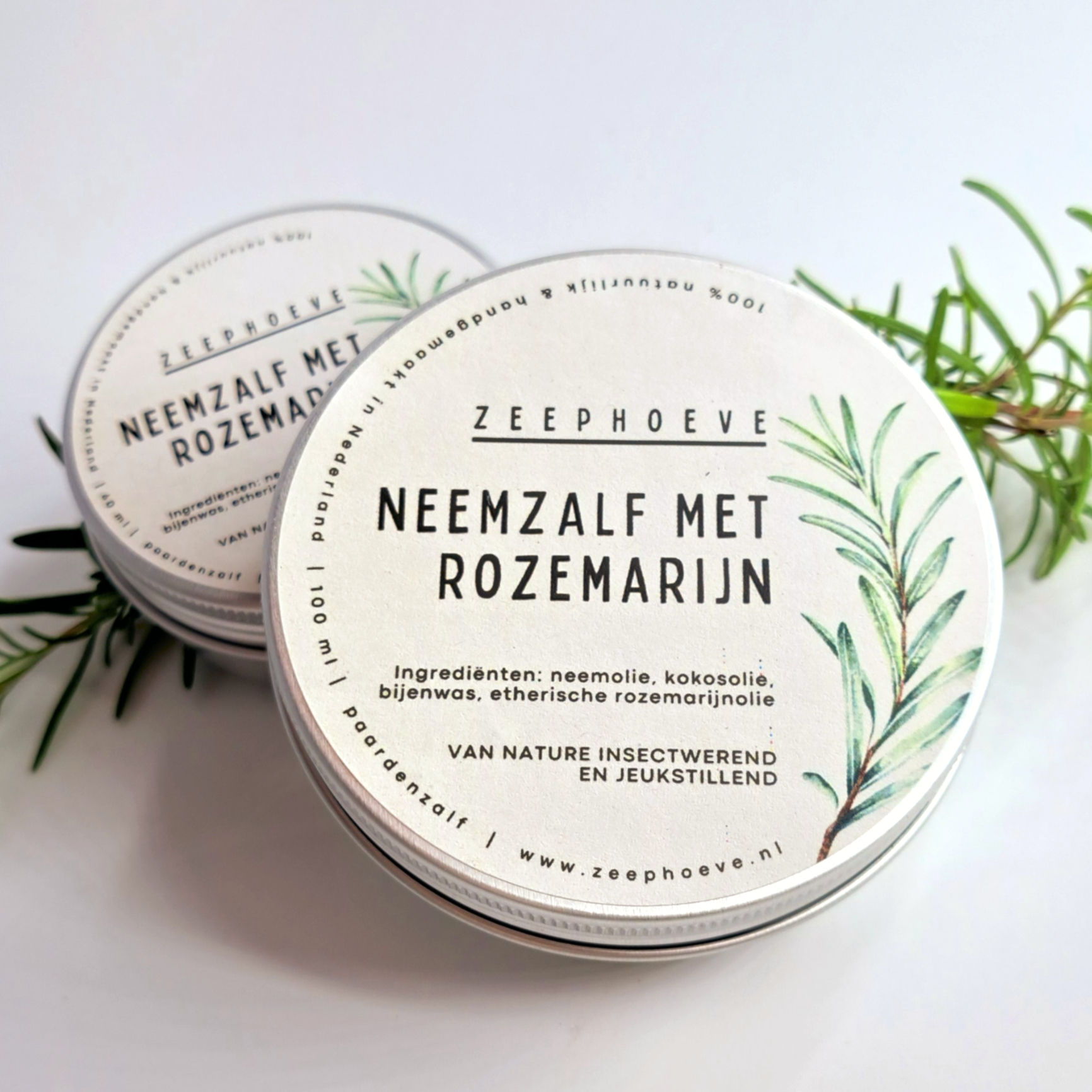 Vooraangezicht Neemzalf met rozemarijn van de Zeephoeve