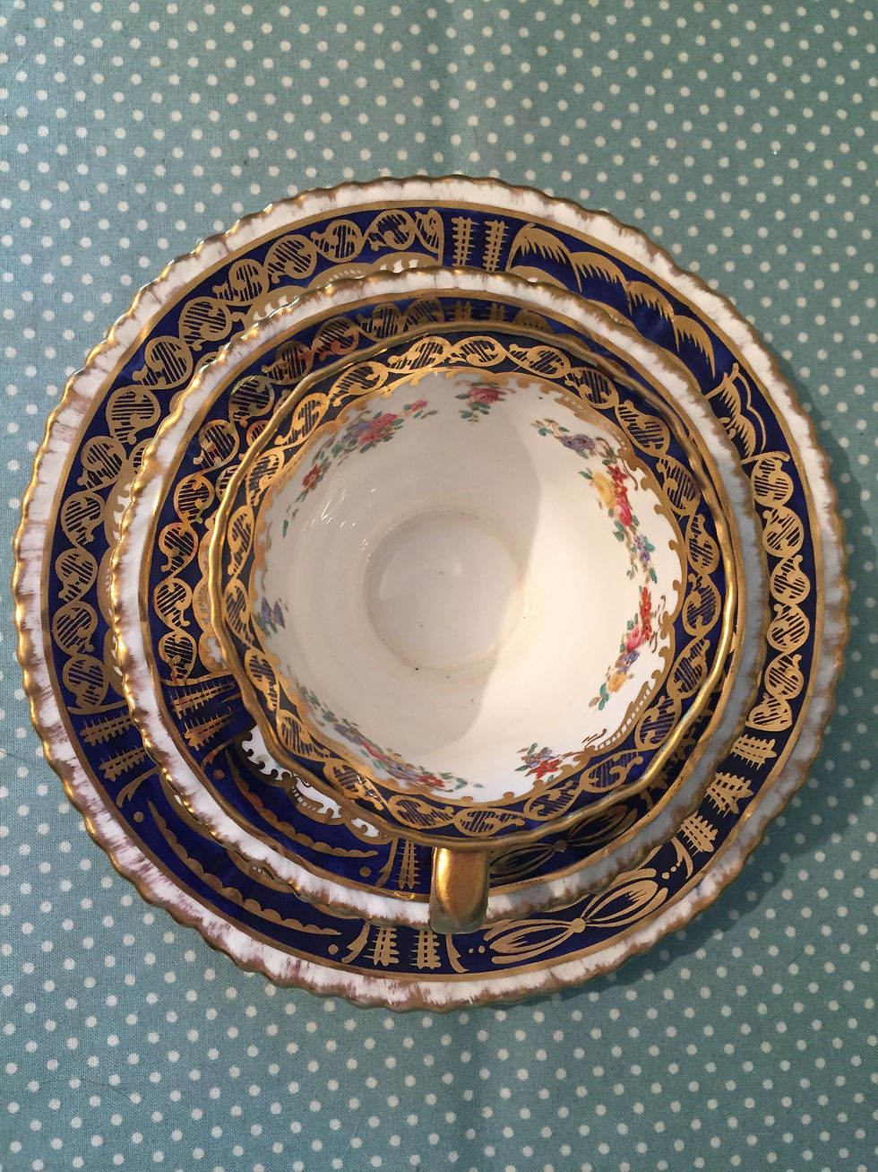 Thumbnail: Crown Staffordshire hand painted trio. A807.