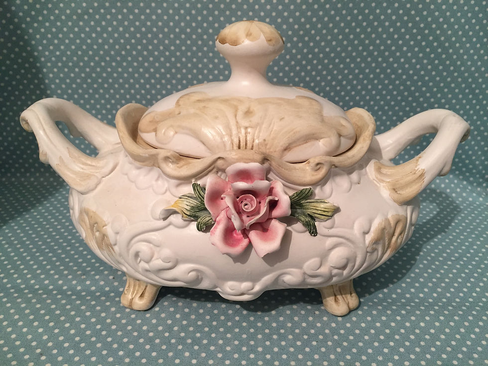Thumbnail: Capodimonte, coffee pot, tea pot and tureen.