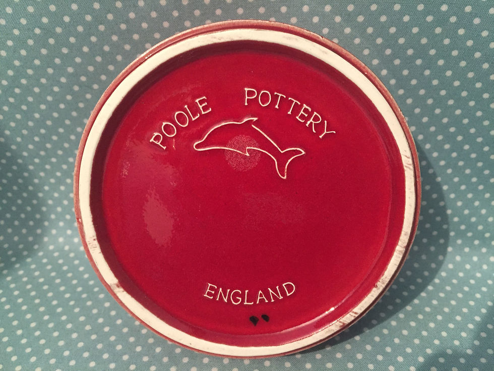 Thumbnail: Poole Pottery red flambe butterfly trinket box.