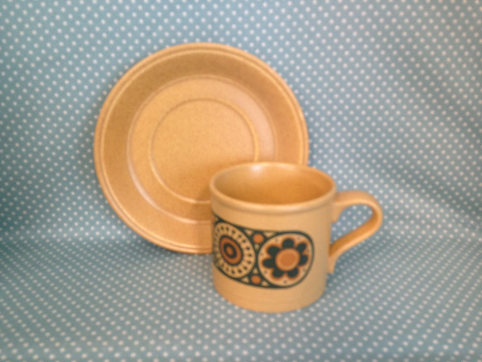 Thumbnail: 2 Kiln Craft Pottery Bacchus cups & saucers