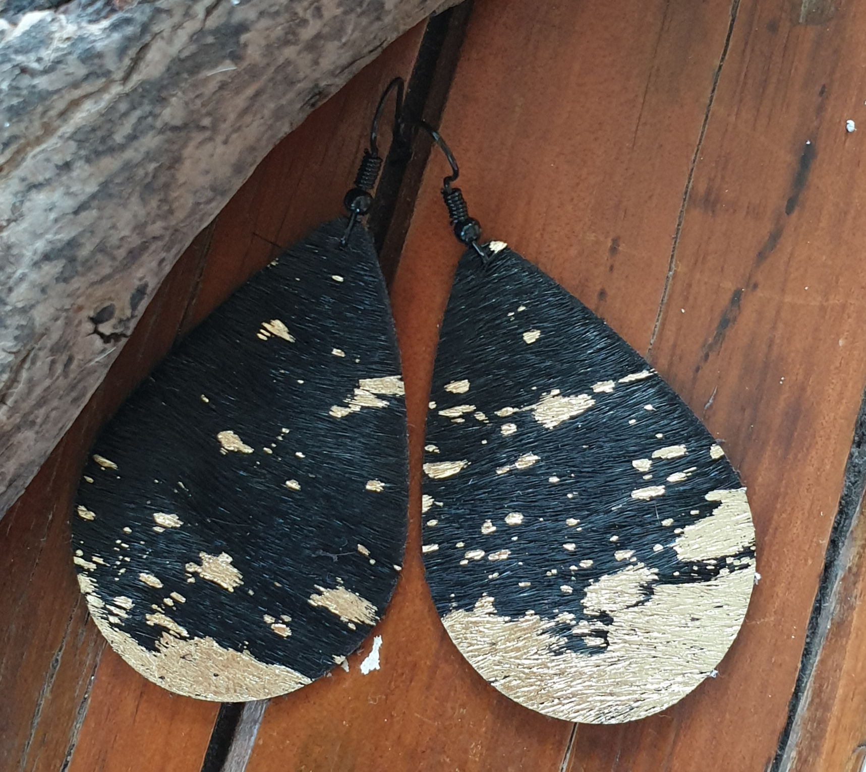 Black/Gold Hide Earrings
