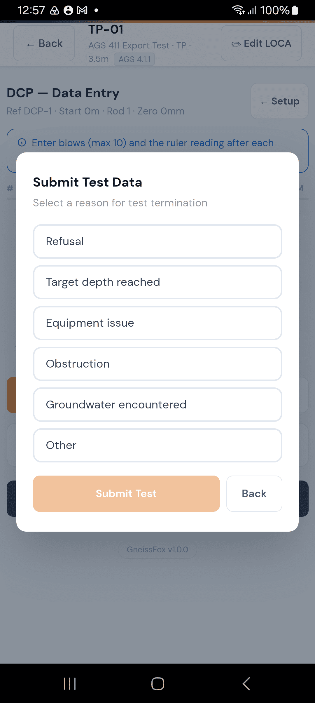 DCP submit — termination reasons
