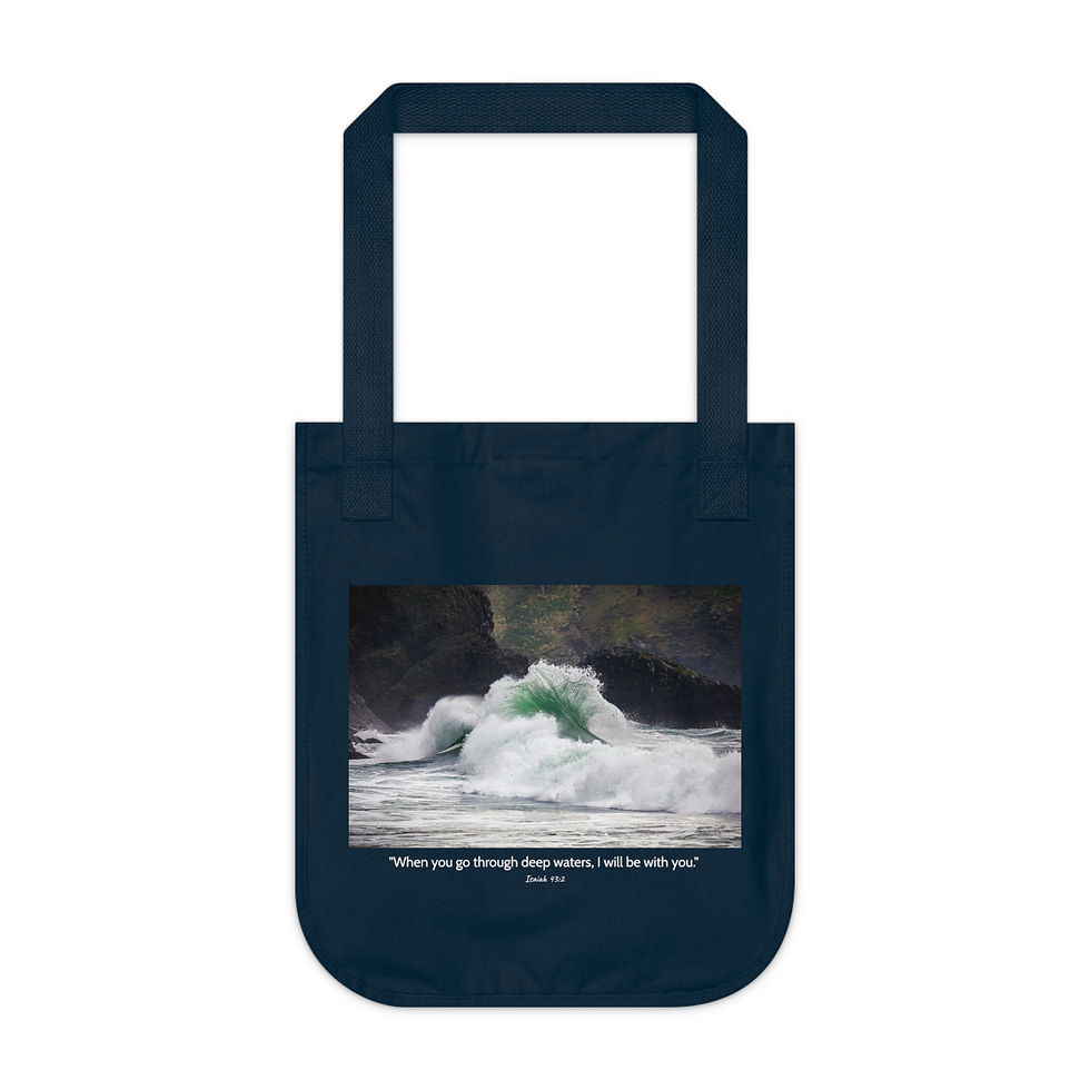 Thumbnail: Cape Disappointment Wave - Organic Canvas Tote Bag Designed by Ann