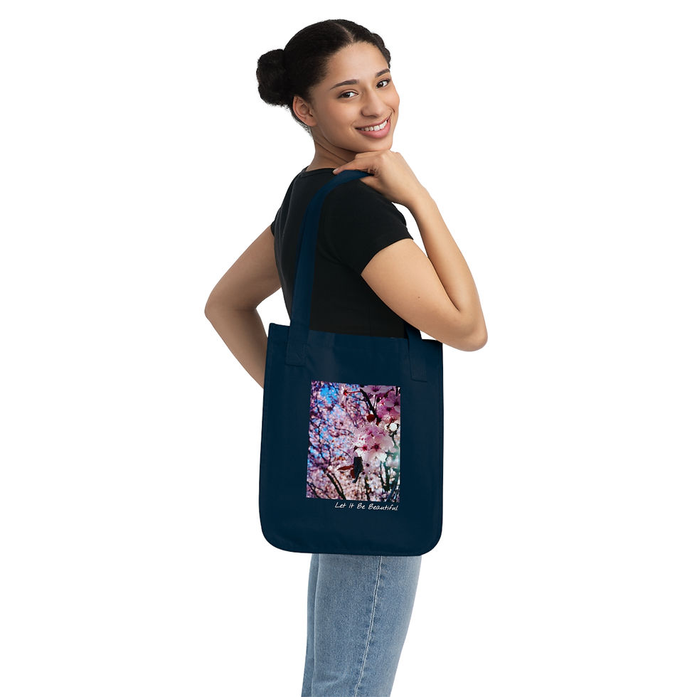 Thumbnail: Cherry Blossom - Organic Canvas Tote Bag Designed by Risa