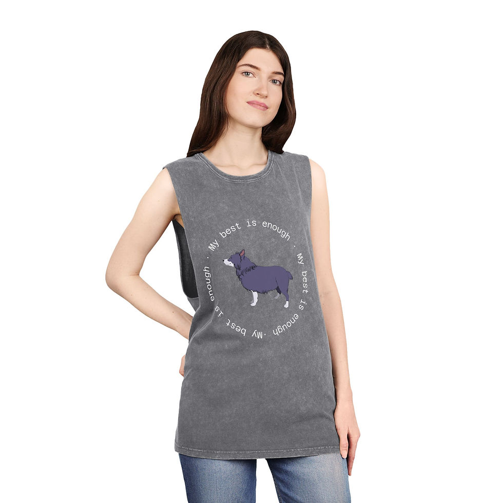 Thumbnail: My best is enough Unisex Stonewash Tank Top designed by Risa