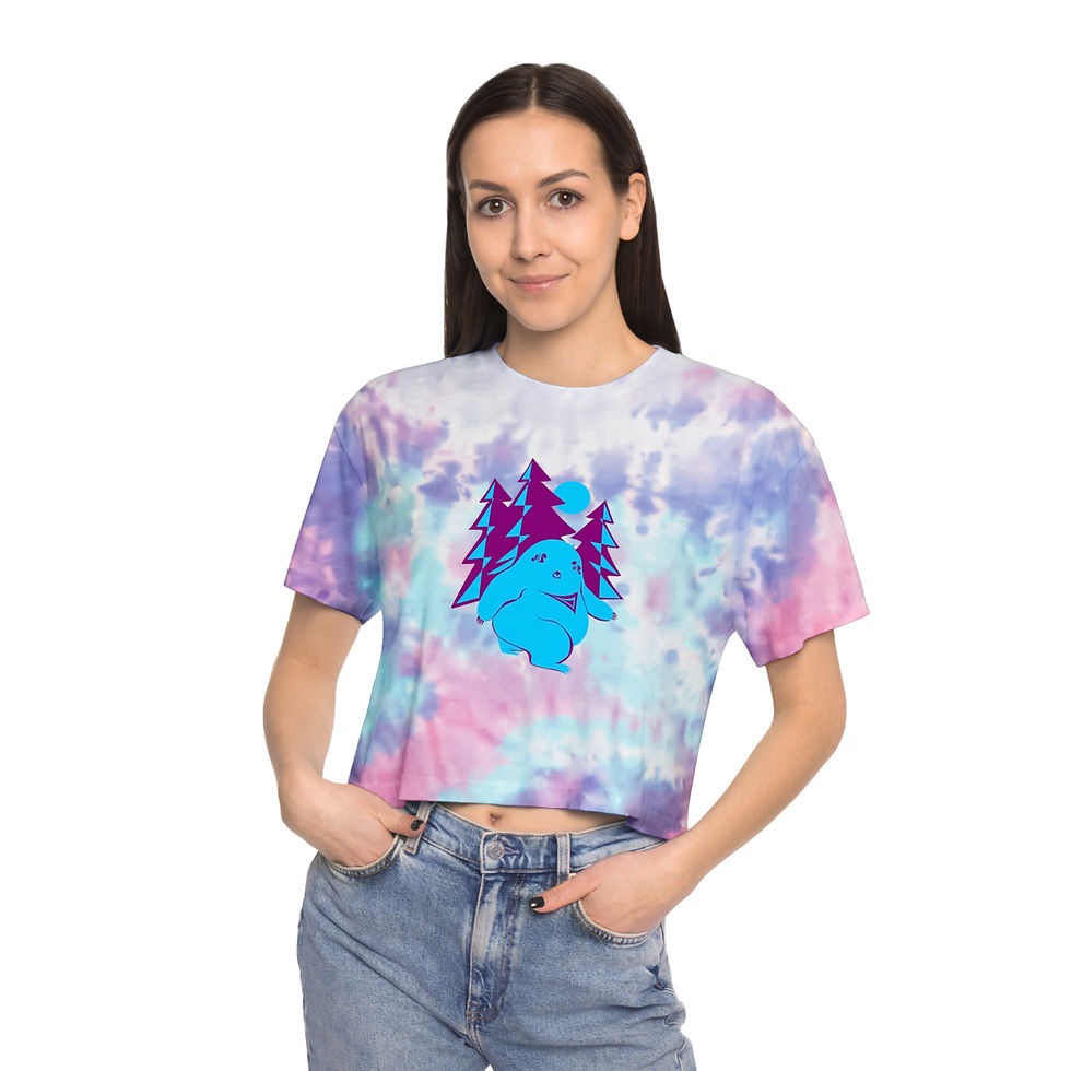 Thumbnail: Big Foot - Women's Tie-Dye Crop Tee Designed by Risa