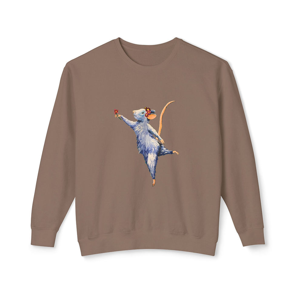 Thumbnail: Dancing Mouse - Unisex Lightweight Crewneck Sweatshirt Designed by Risa