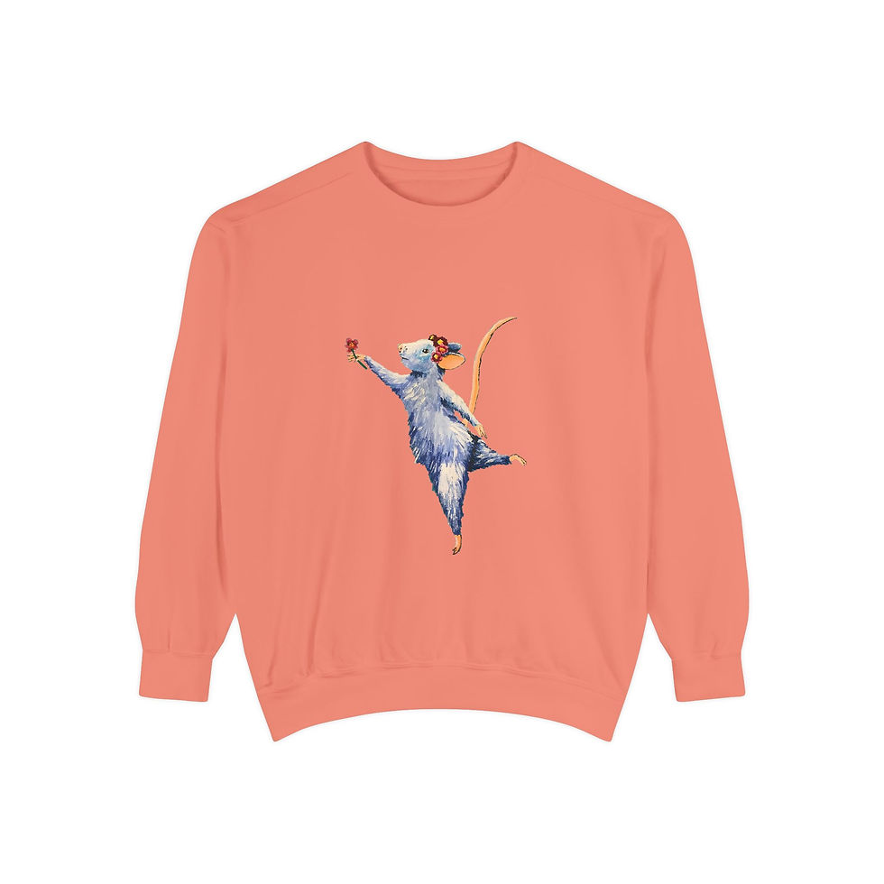 Thumbnail: Dancing Mouse Unisex Garment-Dyed Sweatshirt Designed by Risa 