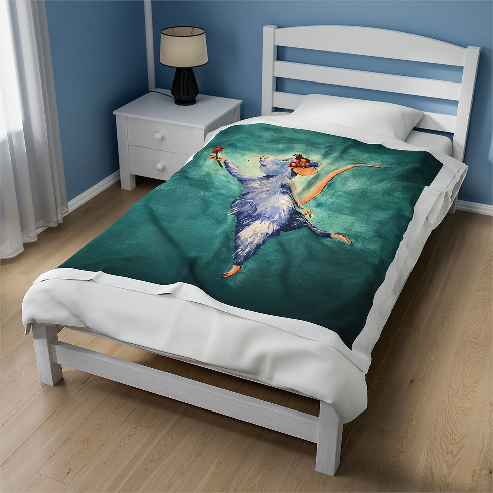 Thumbnail: Dancing Mouse - Velveteen Plush Blanket Design by Risa