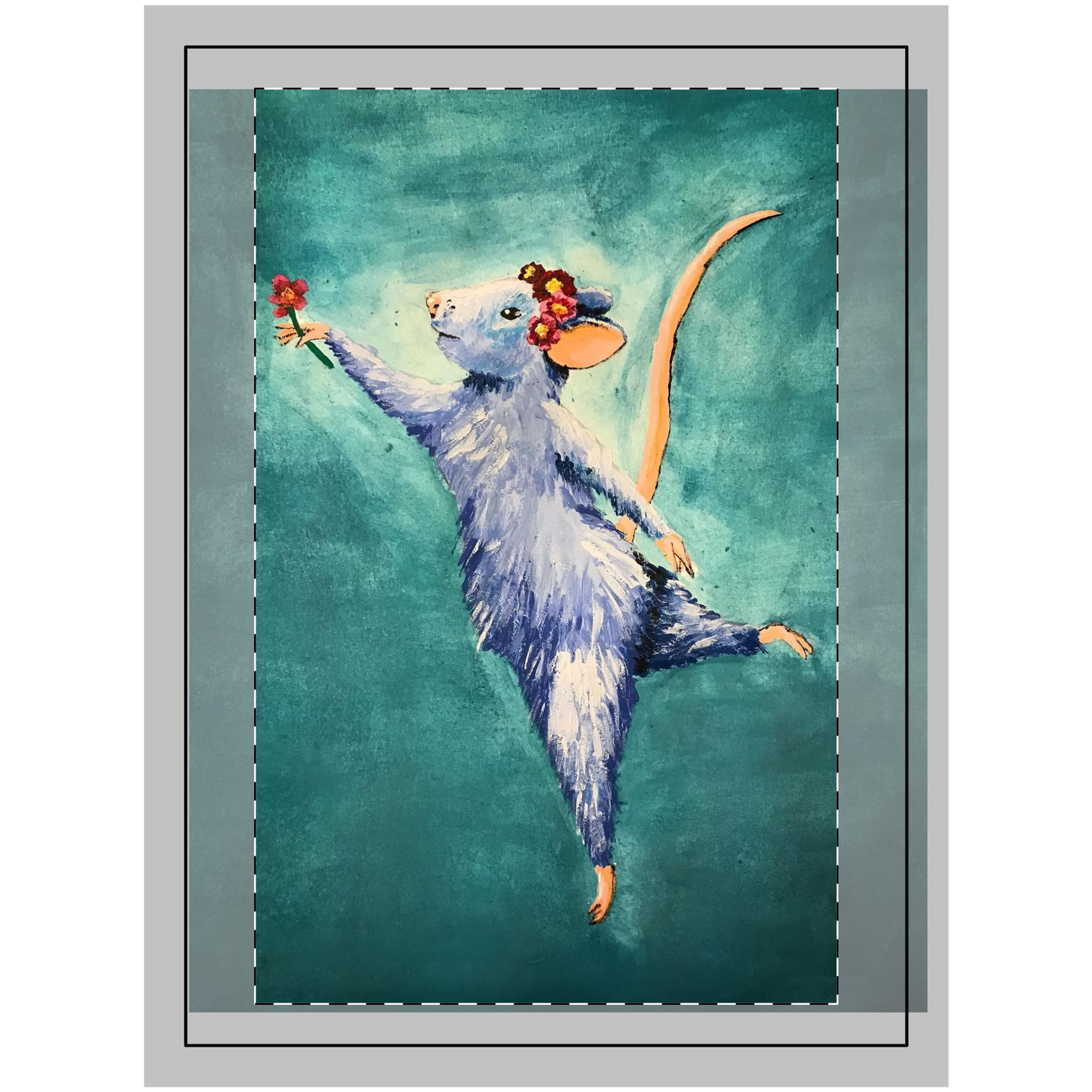 Dancing Mouse - Wood Topped Wall Tapestry Designed by Risa