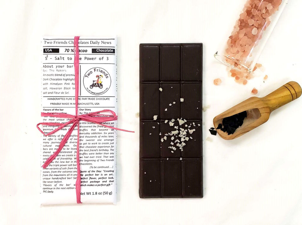 70% Dark Chocolate with three different salts - Himalayan Pink, Hawian Black & Fluer de sel