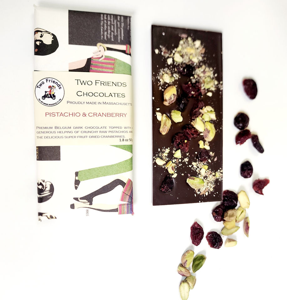 Two Friends Chocolates Pistachio & Cranberry bar.