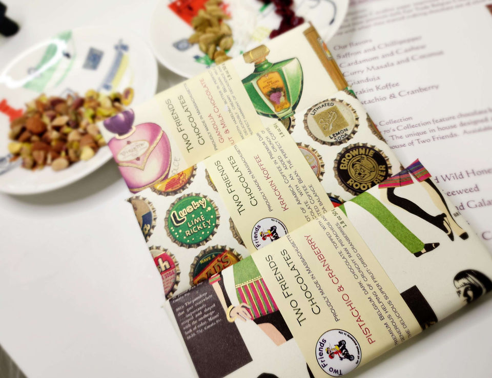 Three Two Friends Chocolates bars, one Pistachio & Cranberry
