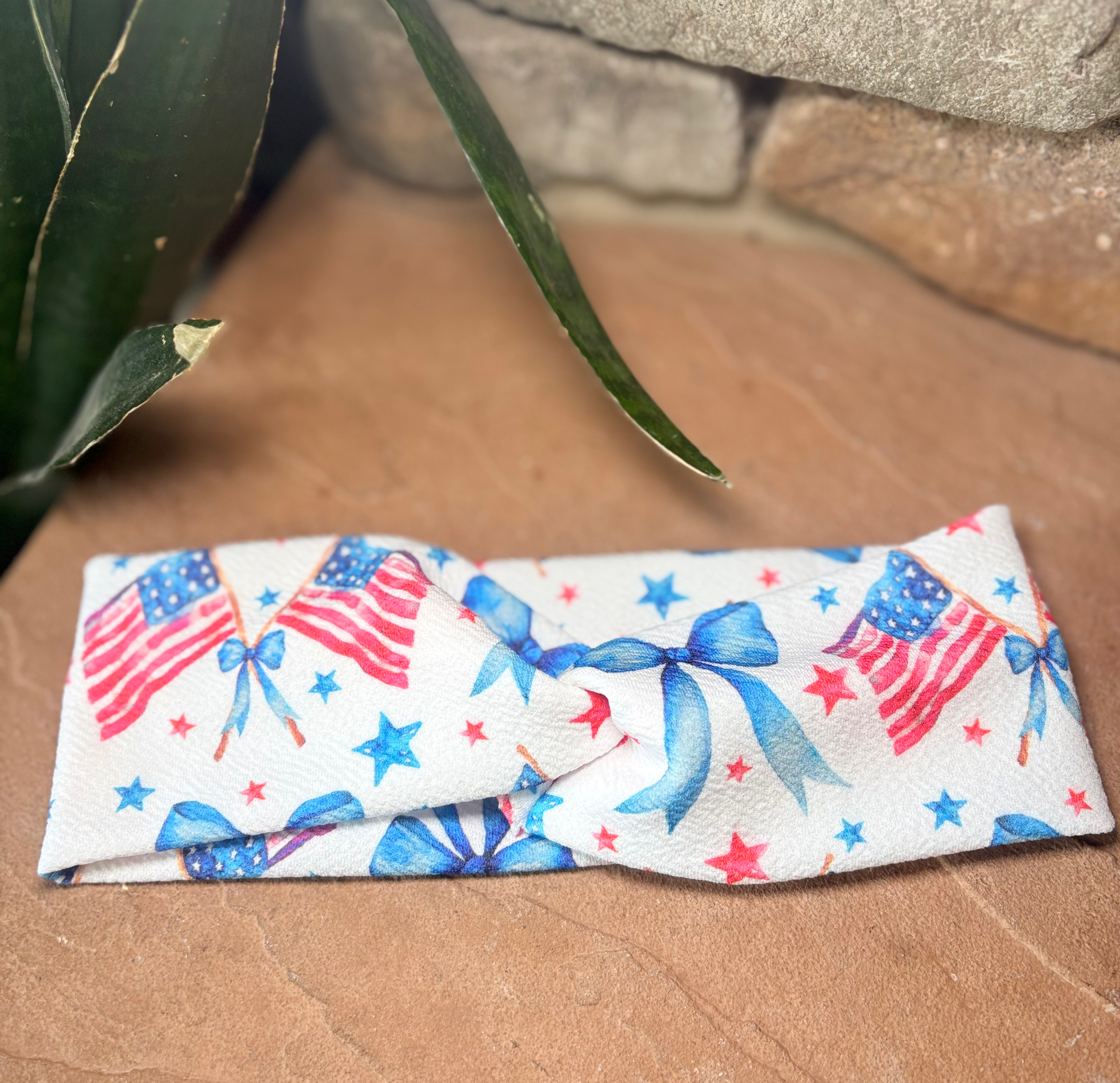 Patriotic Bow & American Flag-Thin Twist Style