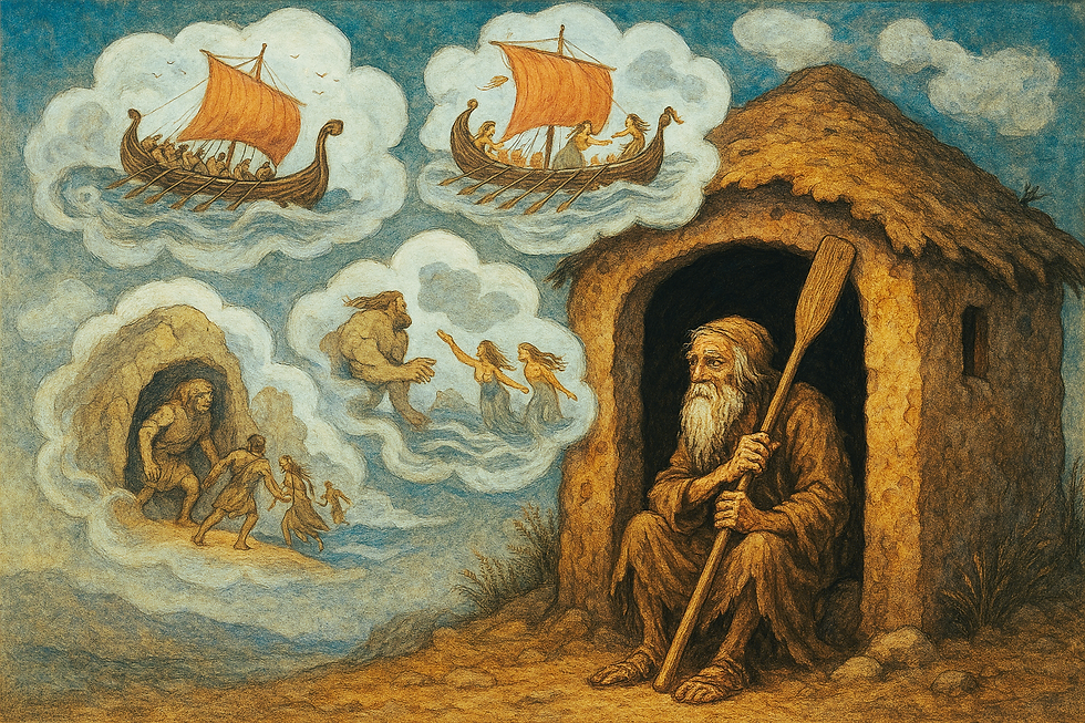 Odysseus at the End (No Access to My Pain) Image Created by Microsoft Copilot 365. Prompt by Michael B. Thomas