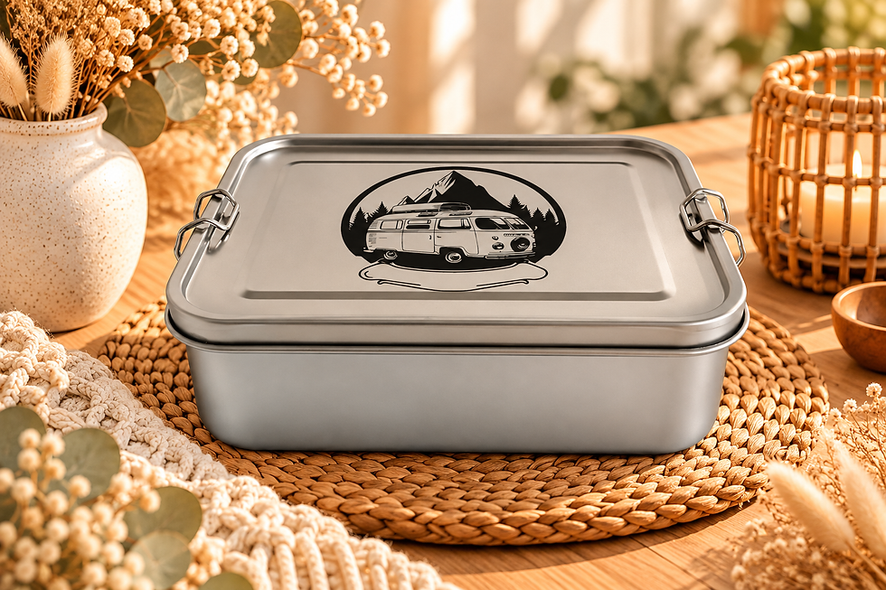 Personalisierte Lunchbox - Camping - VW Bulli - Bus - aus Edelstahl 1,2 L