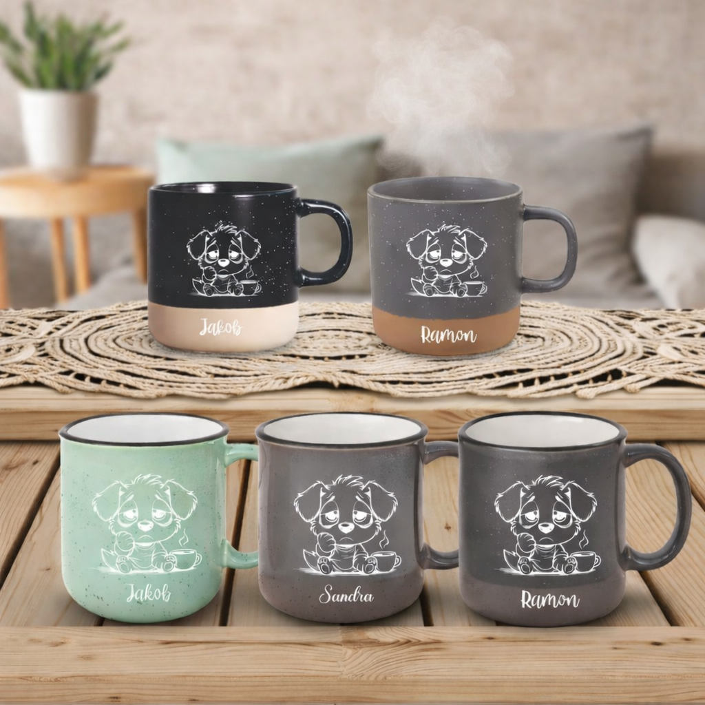 Personalisierter MUG „Müder Hund“ Keramik 360ml - alle 5 Farben