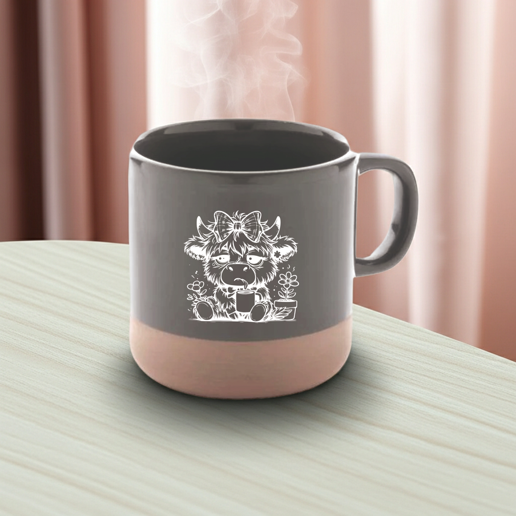 Personalisierter MUG „Müde Kuh“ Keramik 360ml - in 5 Farben