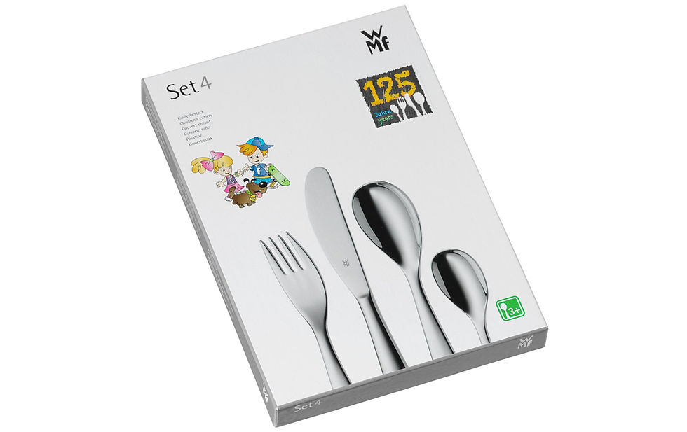 Miniaturbild: Personalisiertes WMF Kinderbesteck-Set „Süsse Wichtel“ – 5-teilig - Edelstahl Verpackung