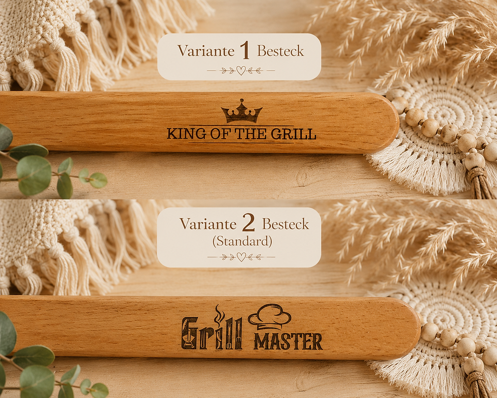 Miniaturbild: BBQ-Allstar Grillset- personalisiert – Bamboo Edition mit Lasergravur 6 - Teile personalisiert Deluxe auf dem Griff