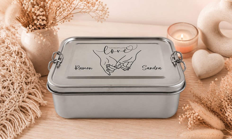 Personalisierte Edelstahl-Lunchbox „One Love“ – stilvoll & voller Emotionen
