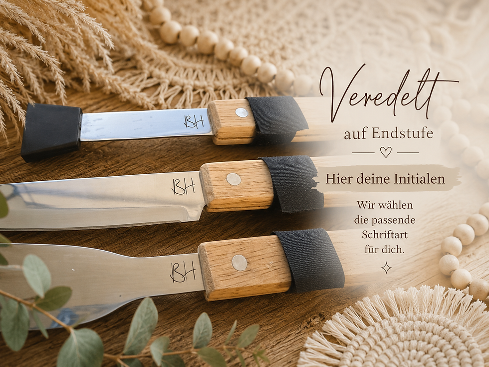 Miniaturbild: BBQ-Allstar Grillset- personalisiert – Bamboo Edition mit Lasergravur 6 - Teile Initialen graviert