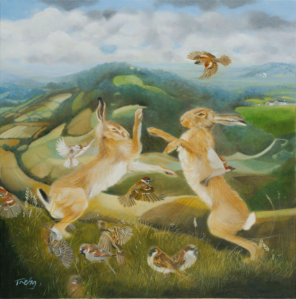 Boxing Hares and Tumbling Sparrows - Print