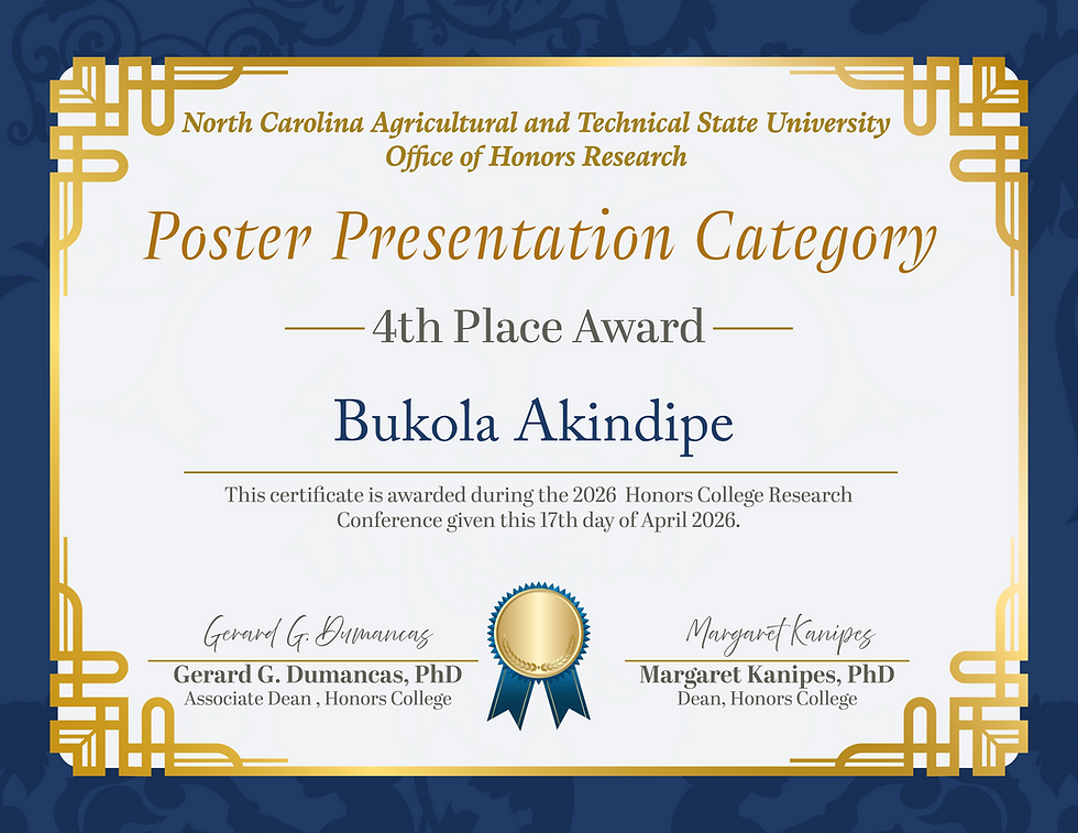 Bukola Takes 4th Place at Honors Research Conference