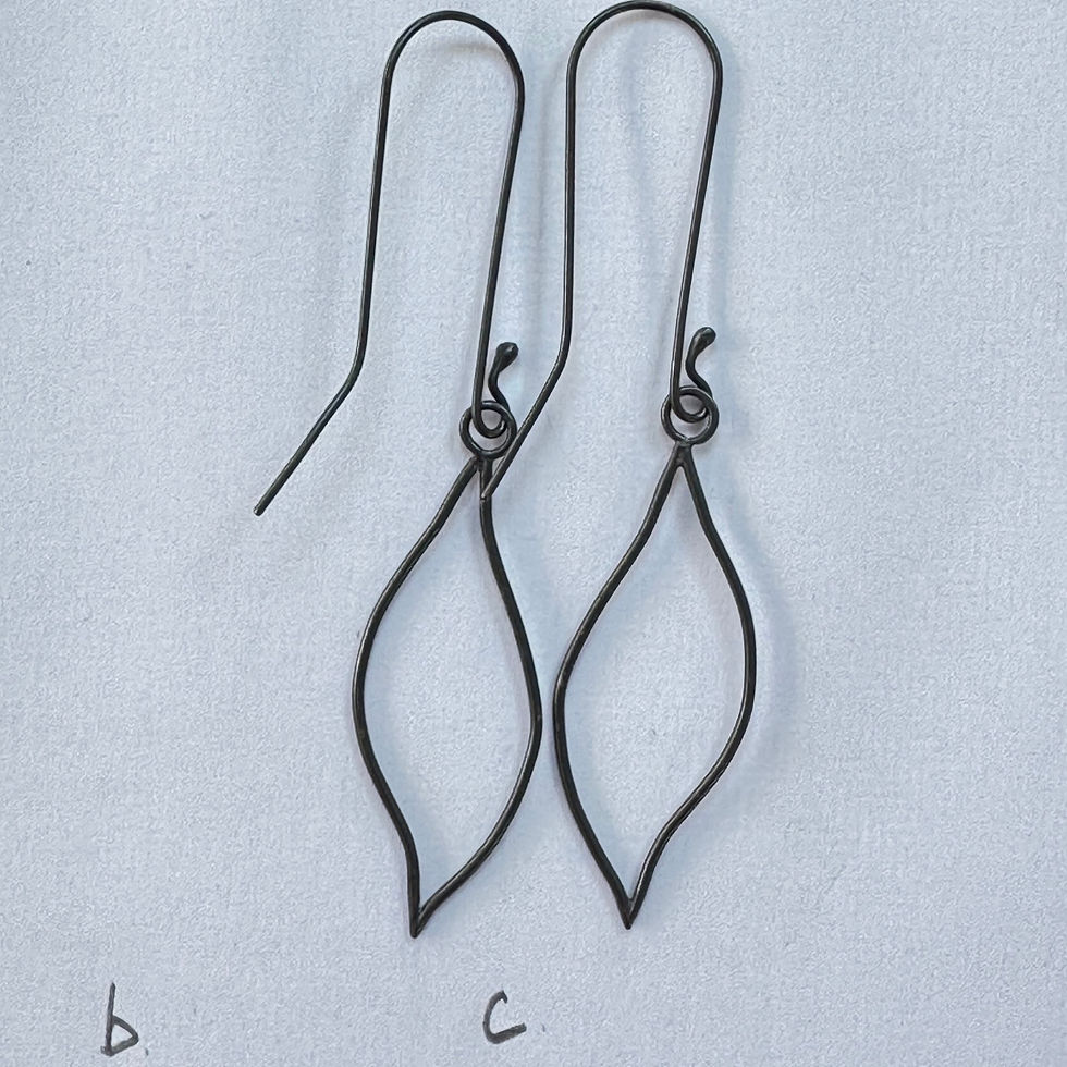 Thumbnail: Drawn Leaf Silver Earrings