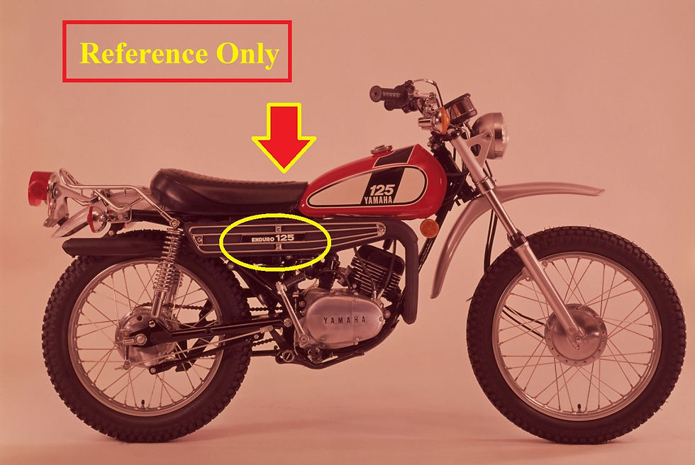 Thumbnail: 1975 Yamaha Enduro DT125B Exhaust Decal Sticker Emblem Protector 444-14729-01-00