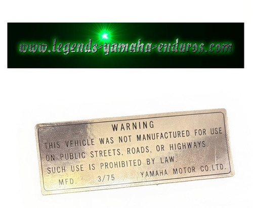 New "Off road use only" rear fender decal / sticker for 1975 Yamaha MX YZ | Yamaha Enduro