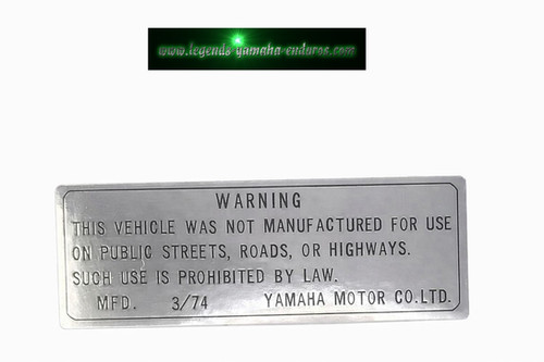 New "Off road use only" rear fender decal / sticker for 1974 Yamaha MX YZ models | Yamaha Enduro 