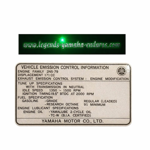 New 1979 Yamaha DT175F Frame Side Cover EPA Decal Sticker | Yamaha Enduro 