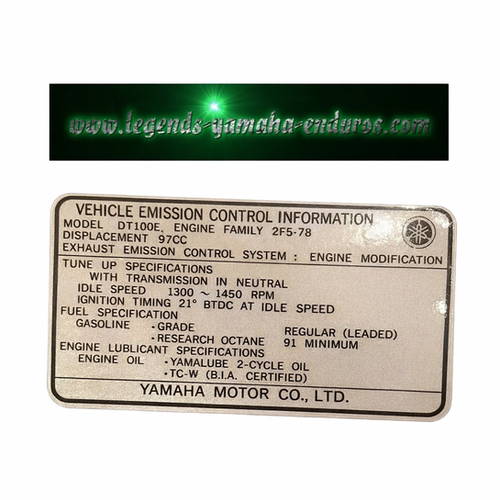 New 1978 Yamaha Enduro DT100E Rear Fender EPA Decal Sticker | Yamaha Enduro 