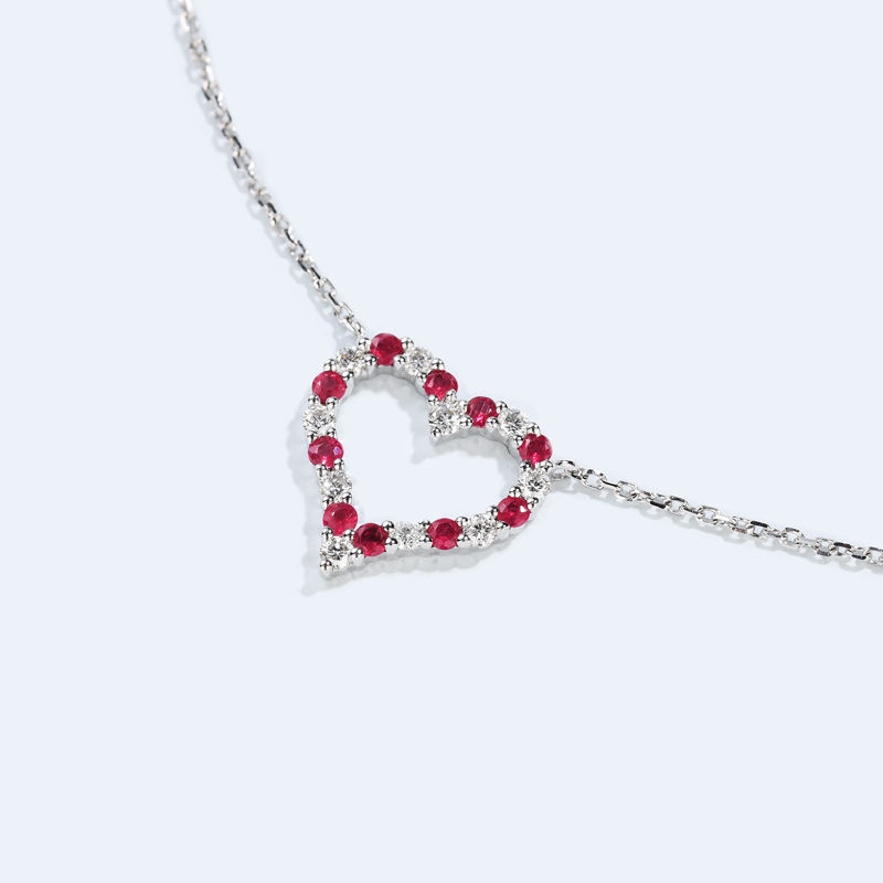 Thumbnail: Heart Ruby and Diamond Necklace