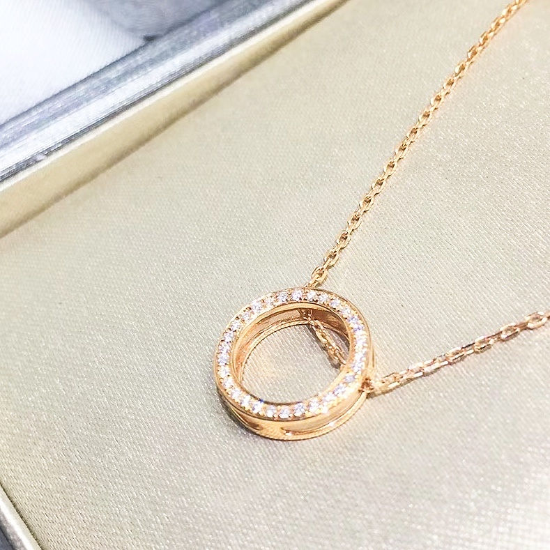 Thumbnail: Circle Diamond Necklace, weight 0.15